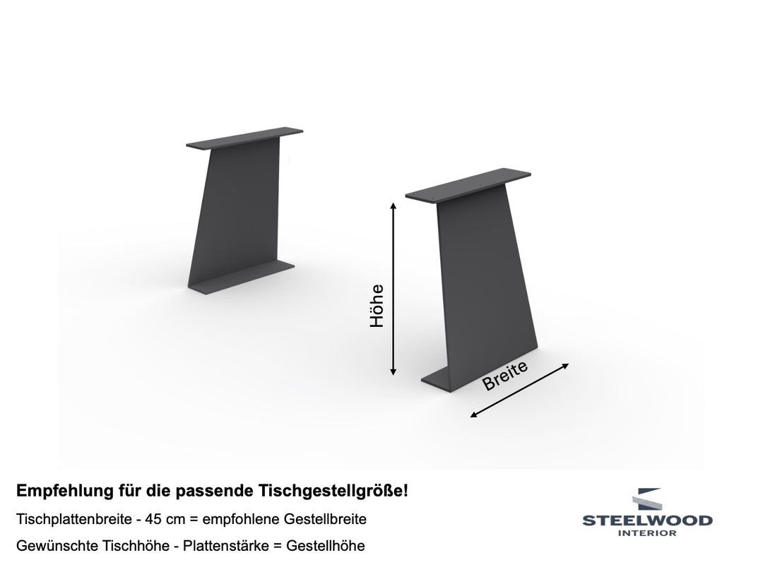 Abmessugen Tischwangen Metall Millo