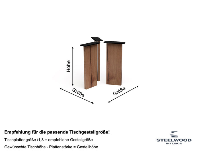 Darstellung Berechnung Holzgestell Tischgestell Rund 