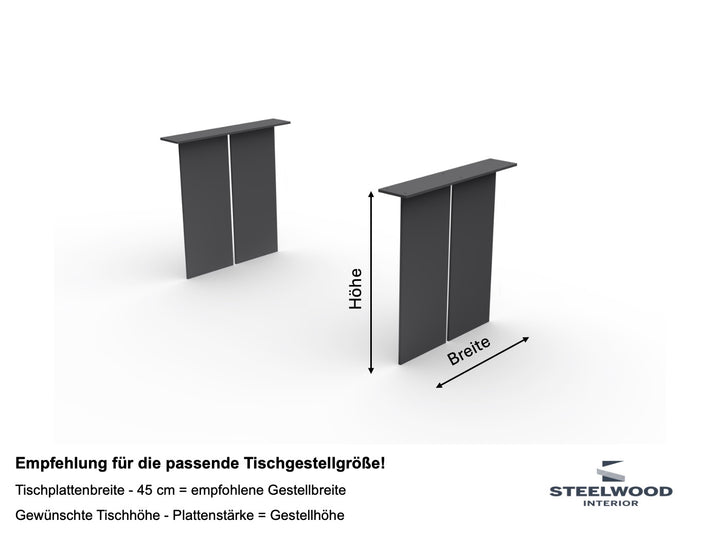 Abmessungen Tischwangen Metall Fero