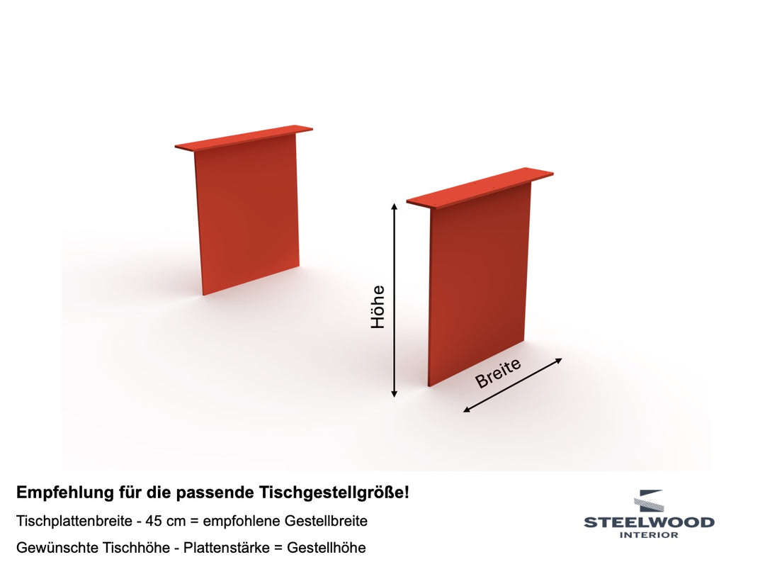 Abmessungen Tischwangen Metall Sona