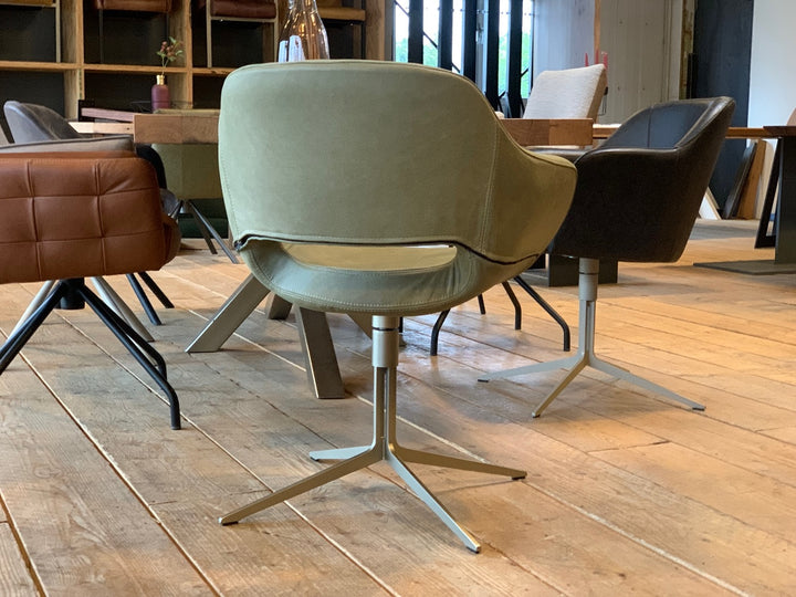 Stuhlrücken Ansicht Designer Esszimmerstuhl drehbar Leder