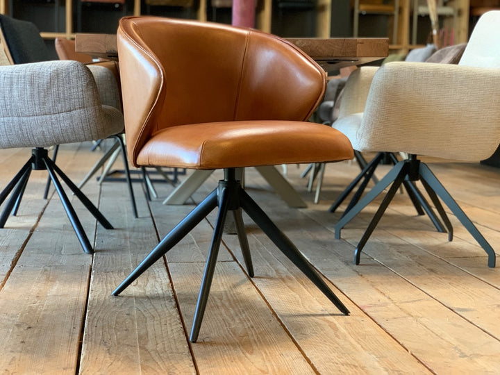 Dreh Essstuhl Leder BL203T Cognac 