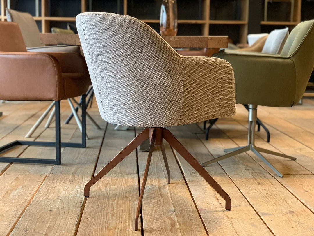 Esszimmerstuhl drehbar S197DF – Hochwertige Stoffe & Farben – Steelwood Interior