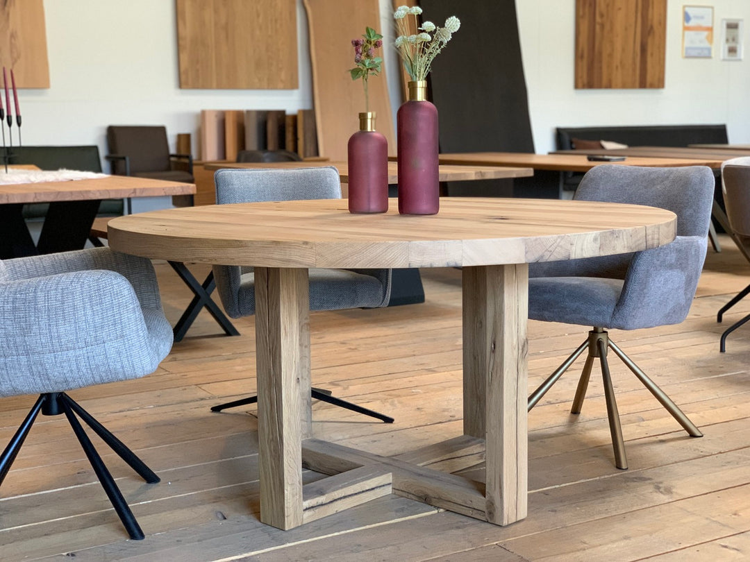 Runder Tisch Massivholz Altholz Eiche Luna 150D Ausstellungsstück