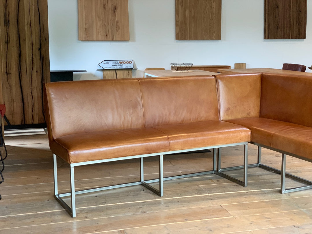 Detail moderne Eckbank Leder BL114 Lederfarbe Cognac 
