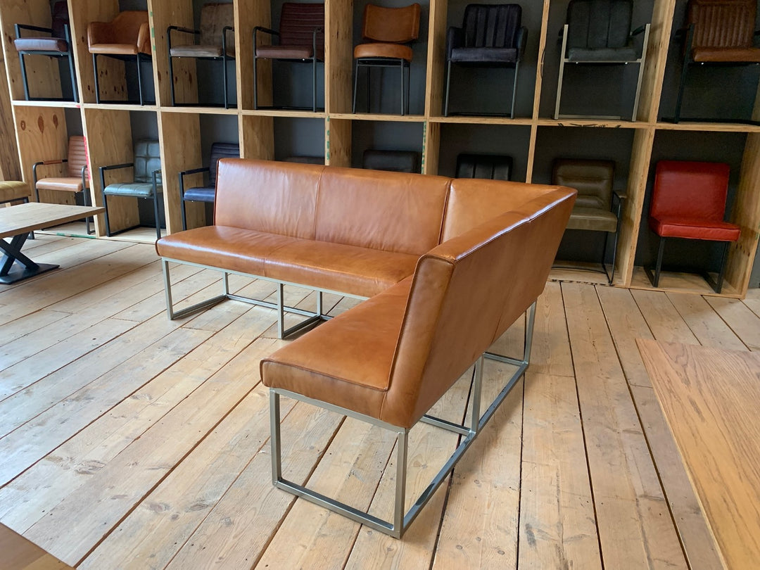 Rückseite Moderne Eckbank Leder BL114 Büffelleder Cognac 