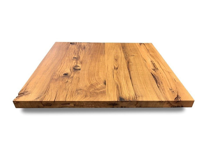 Quadratische Tischplatte Altholz Eiche 6 cm