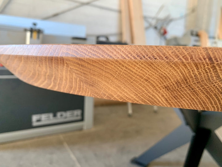 Runde Tischplatte Eiche 130 cm mit Schweizer Kante
