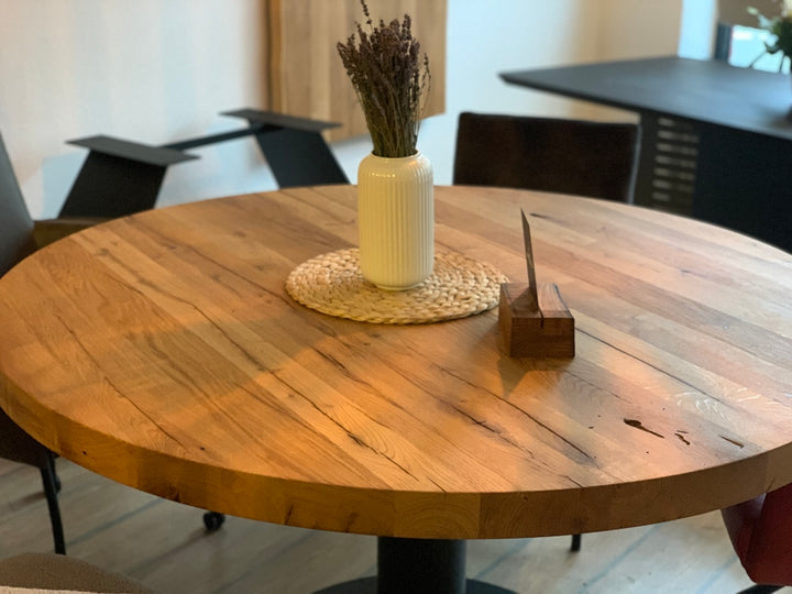 Massivholztisch rund Altholz Säulo 140 cm