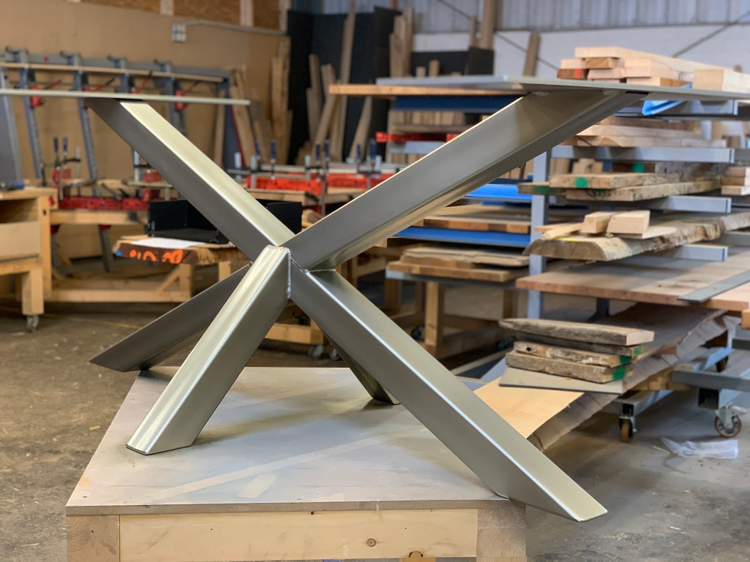 Tischuntergestell Kreuzfuß Metall Lenox in Silber 