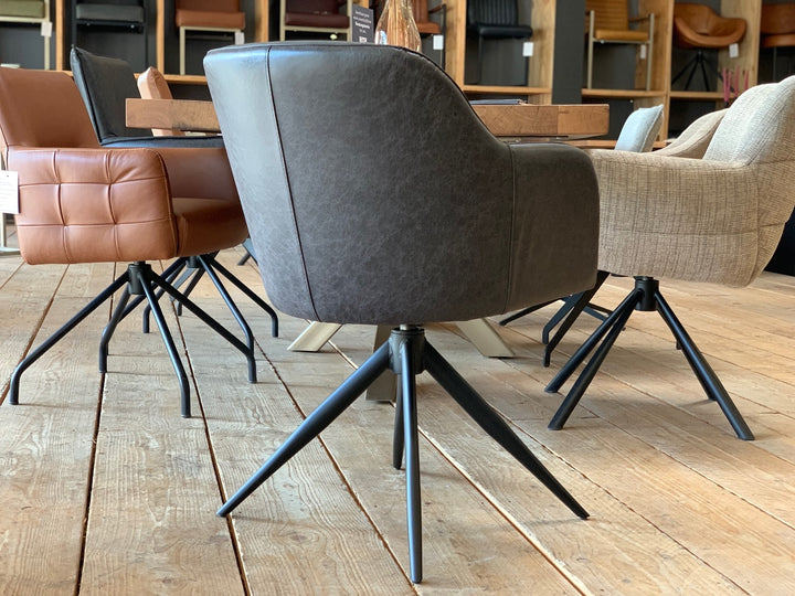 Ansicht Stuhlrücken Stuhl Esszimmer Leder drehbar schwarzes Leder 